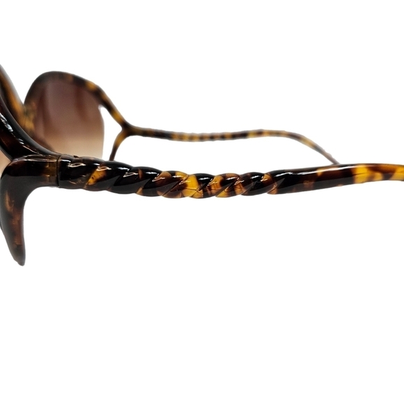 Oversized Round Tortoise Shell Sunglasses Twisted Curved Arms Women's - Picture 7 of 11